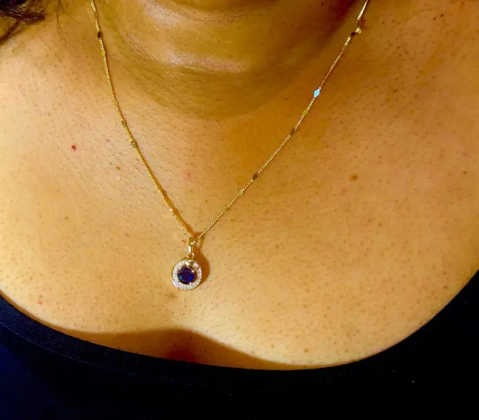Gold Necklace(Blue Stone)