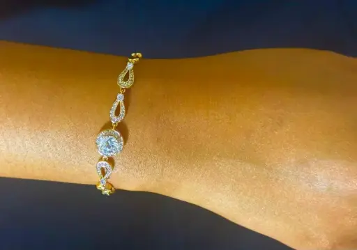 [BL 005] Gold Bracelet White Stone