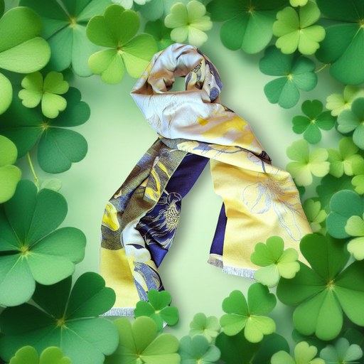 [S006] Cashmere Yellow & Blue Print scarf 